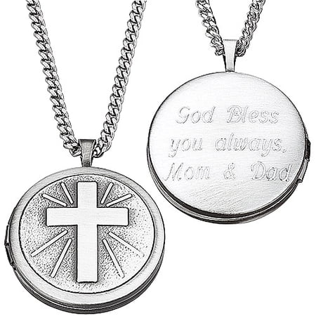 Personalized Planet Engraved Cross Locket Pendant