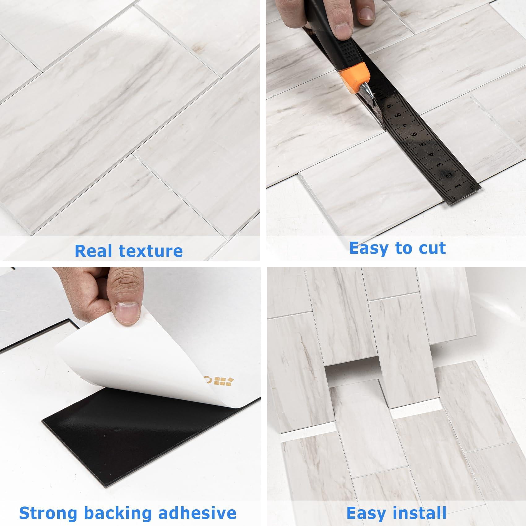 Subway Tile Peel And Stick Backsplash  Glossy Light Brown Pvc Self Adhesive On For Kitchen Bathroom(10 Sheets)