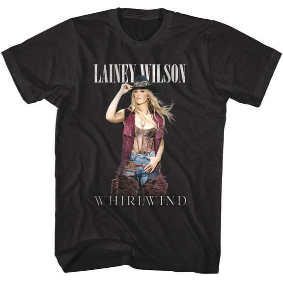 Lainey Wilson - Whirlwind - Officially Licensed - Black Solid Front Print Adult Short Sleeve T-Shirt