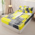 thumbnail image 2 of Homewish Yellow Watercolor Square Zipper Full Size Comforter Sets with Fitted Sheet and 2 Pillowcases,Vintage Abstract Artwork Zipper Bedding Set,Polkadot Reversible,4pcs, 2 of 8