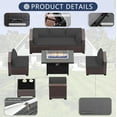 thumbnail image 2 of ASJMR 8 Pieces Outdoor Patio Furniture Set with Iron Fire Pit Table,Outside PE Rattan Wicker Sectional Sofa Conversation Sets with Grey Cushions, 2 of 8