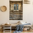 thumbnail image 2 of Shutters Tapestry, Windows with Shutters Patterned on the Wall of the Old Wooden House Cottage Print, Wall Hanging for Bedroom Living Room Dorm Decor, 60W X 80L Inches, Brown Beige, by Ambesonne, 2 of 5
