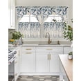 thumbnail image 4 of Navy Blue Eucalyptus Swag Curtains for Living Room/Bedroom Windows, Farmhouse Weeping Leaves Linen Kitchen Curtains and Valances Set 36 Inch Length, Light Filtering Swags Valance Curtain Panels, 4 of 5