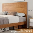 thumbnail image 4 of Papajet King Size Solid Wood Bed Frame with 48.6" Mid-Century Headboard & Wood Slats, Caramel, 4 of 6