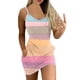 thumbnail image 1 of Moda para mujer sin mangas gradiente flores impresas con bolsillo en la cintura vestido de verano con cuello en V Mini vestido de tirantes Pompotops ghjkhdj8531, 1 of 5