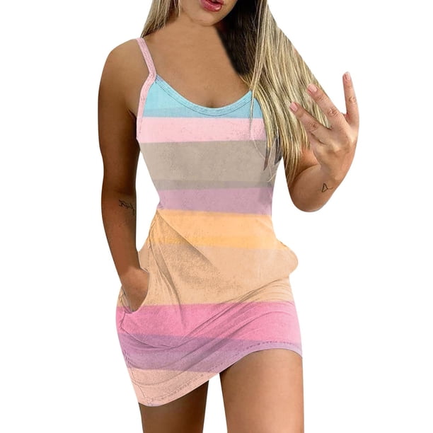 Moda para mujer sin mangas gradiente flores impresas con bolsillo en la cintura vestido de verano con cuello en V Mini vestido de tirantes Pompotops ghjkhdj8531