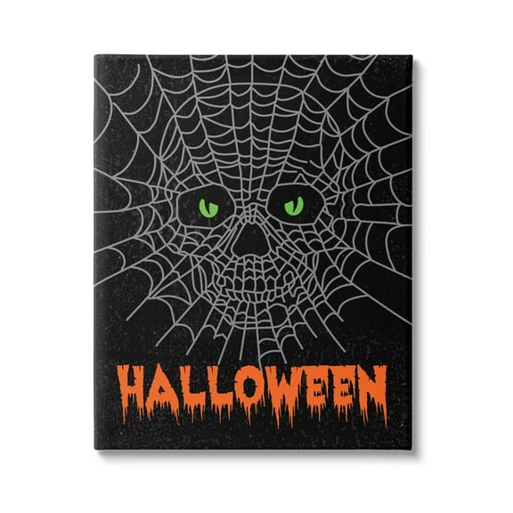 Stupell Industries Spooky Halloween Spider Web Skull Graphic Art Gallery Wrapped Canvas Print Wall Art, Design by Linda Birtel