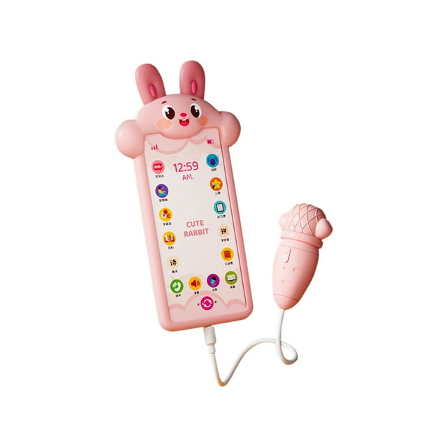 FEOLGEHLY Early Education Learning Mobile Phone Toy with USB Charging Microphone 15 Keys Screen Analog Dialing and Volume Adjustment for Toddlers, Christmas Birthday Gifts for Kids Boys Girls, Pink