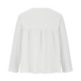 thumbnail image 5 of Camisas Para Mujer Moda Casual Manga Larga Cuello en V Algodón Lino Sólido Cordón Suelto Tops Blusa Odeerbi ODB124259, 5 of 5