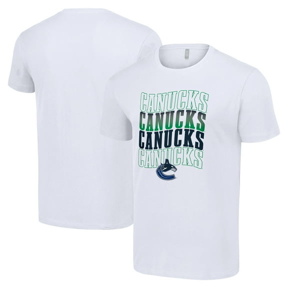 Men's Starter White Vancouver Canucks Four Team Name Logo T-Shirt
