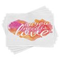 thumbnail image 1 of Ambesonne Saying Place Mats Set of 4, Watercolor Splash, Standard Size, Red Fuchsia, 1 of 6