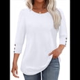thumbnail image 3 of Blusas Elegantes e Informales con Mangas 3/4 y Botones para Mujer, Ideales para Vacaciones de Verano en la Playa. XXL, 3 of 6