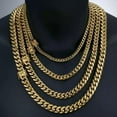 thumbnail image 5 of Miami Cuban Link Bracelet Chain Combo Set 18K Gold Plated Stainless Steel Gift, 5 of 9