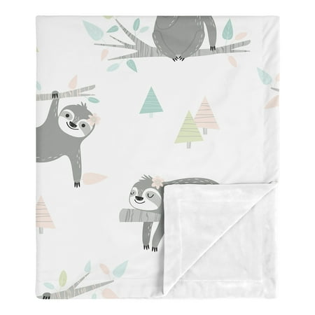 UPC: 0846480075165 | Sweet Jojo Designs Pink Sloth Baby Girl Receiving Security Swaddle Blanket for Newborn or Toddler Nursery Car Seat Stroller Soft Minky – Blush Turquoise Grey Green Jungle Leaf Botanical Rainforest