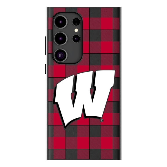 Keyscaper Wisconsin Badgers Plaid Galaxy Magnetic Bump Case