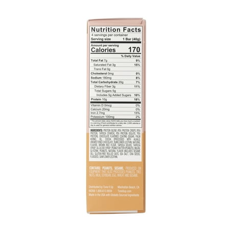 Tone It Up Plant Based Protein Bars, Chocolate Peanut Butter, 10g Protein, 4 Count