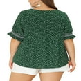 thumbnail image 3 of CHUANK Women‘s Plus Size Summer Outfits Pin Dots Floral Fashion Blouses, 3 of 6