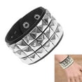 thumbnail image 2 of WINDLAND Punk Style Square Studded Bracelet Unique Rivet Bracelet Fashion Statement Bracelet Leather Texture for Daily and Party, 2 of 8