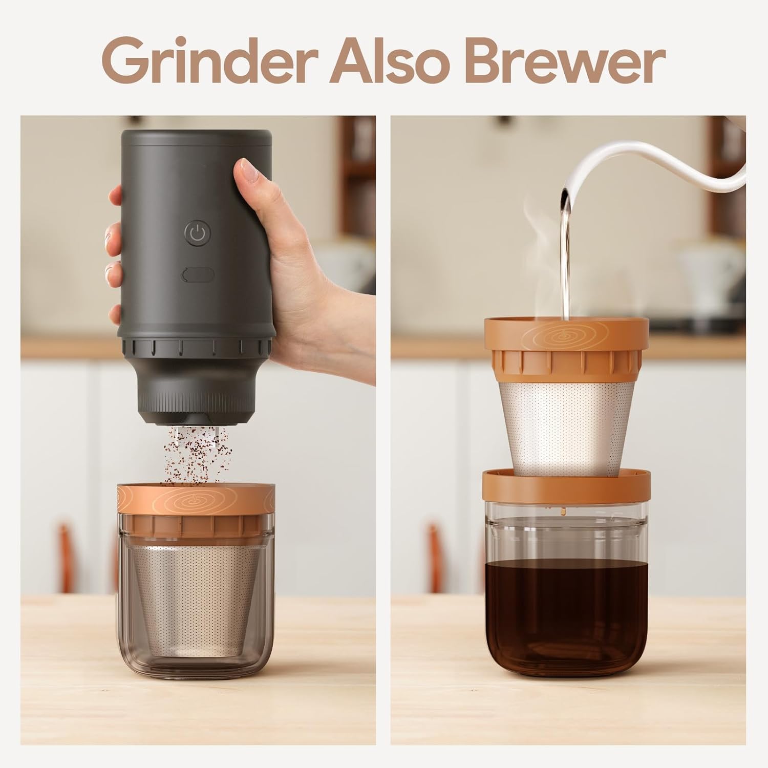 Electric Burr Coffee Grinder Stainless Steel Portable Bean Mill for French Press Drip Pour Over Espresso Outdoor Camping
