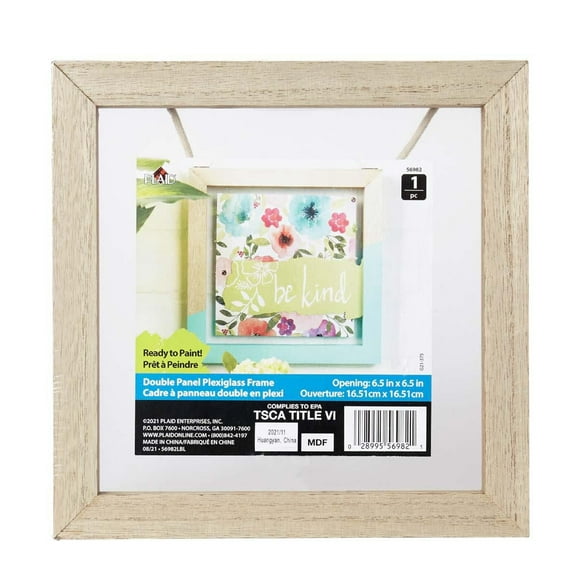 Plaid Wood Surfaces Square Double Panel Plexiglass Frame