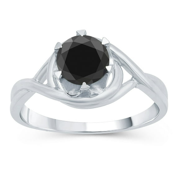 Sterling Silver with Genuine Black Diamond Solitaire Promise Ring
