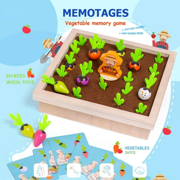 EGNMCR Parent-child Interactive Board Games Wooden Radish Memory Chess, Early Education Games Board game Birthday Gifts for Kids
