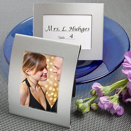 Silver Resin Place Card Frame - Matte Silver Metal Place Card/Photo Frames