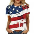 thumbnail image 2 of Qetyuw 4th of July Shirts for Women Funny Patriotic Red White and Blue Print Tshirts Elegant Short Sleeve Tees Soft Crewneck Blouses Tops Work Tops for Women, 2 of 6