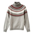 thumbnail image 5 of Plus Size Sweaters for Women Fair Isle Knit Long Sleeve Crew Neck Pullover Vintage Geometric Loose Fit Casual Fall Winter Sweater Tops, 5 of 5