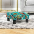 thumbnail image 2 of Pemberly Row 16" Square Accent Footstool Ottoman Teal Blue Tropical Floral, 2 of 2