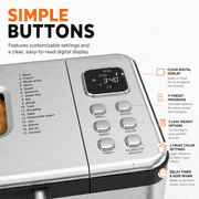 Bread Maker, 17-in-1 2LB Amumu Automatic Bread Machine, LCD Display, Beginner-Friendly Controls, Nonstick Pan, Delay Timer, Keep Warm, Stainless Steel, Silver