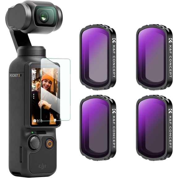 K&F CONCEPT Magnetic ND Filter Kit for DJI Osmo Pocket 3 Creator Combo -4-Pack (ND4 ND8 ND16 ND32), Optical Glass/HD/Multi-Coated Filters