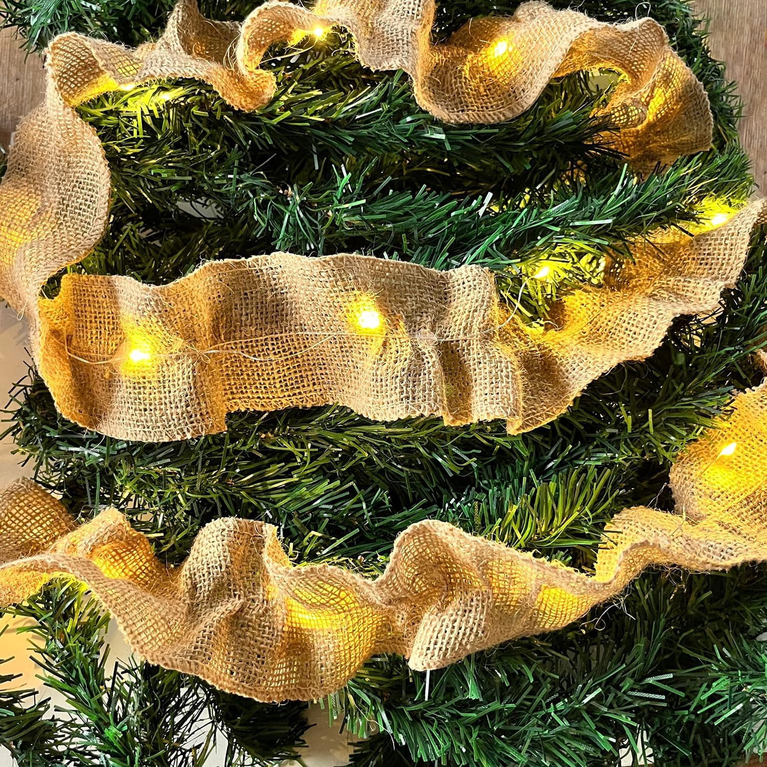 Dalrosia 6PCS Plaid Christmas Tree Garland Christmas Buffalo Plaid Ribbon Ruffled Homespun Fabric Garland Christmas Tree Ribbon Decorations for Christmas Home Wreath Staircase Tree Decor