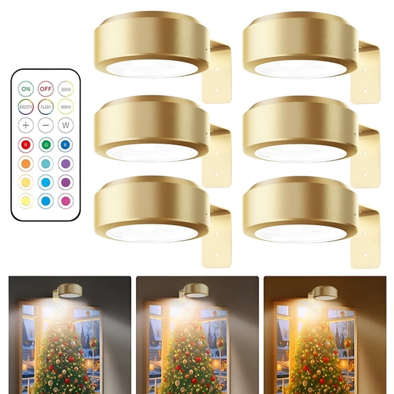 HIBIBUD 6 Pcs Picture Light with Remote Control High Brightness Stepless Dimming 3 Lighting Modes Battery Operated No Drill Wall Art Light