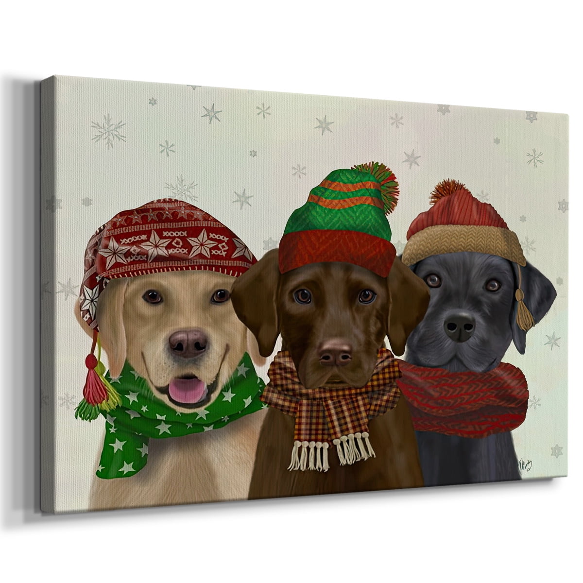 Christmas 3 Winter Labs- Gallery Wrapped Canvas