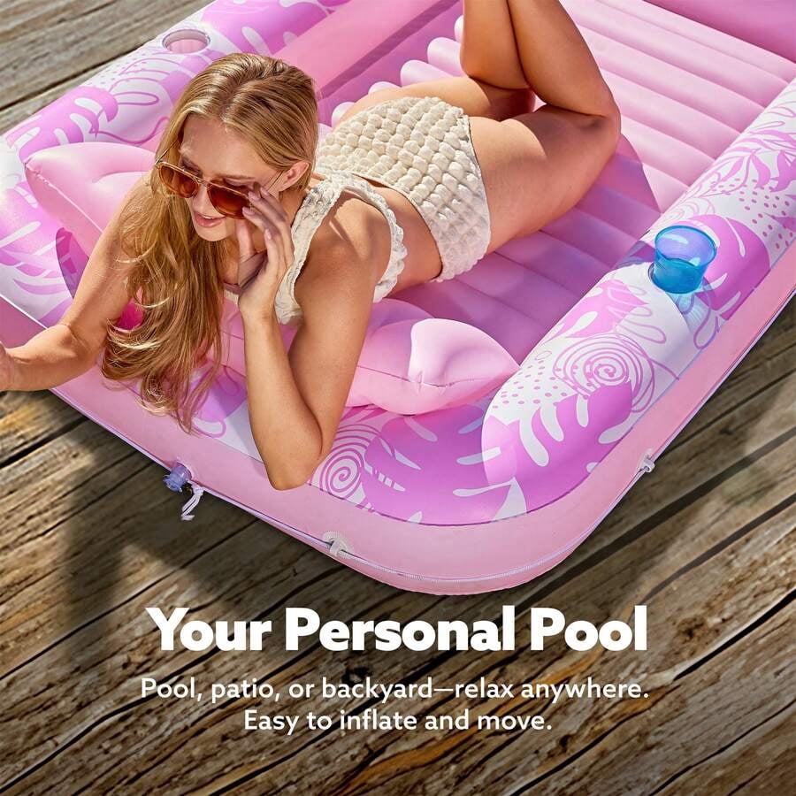 70" X 46" Swimming Pool Floating Tanning Pool Hammock Lounger, Water Inflatable Float Bed Inflatable Tanning Pool Lounger Float Large Suntan Tub Pool Floats Sun Tan Tub Ice Bath Tub Tanning Bed Blow