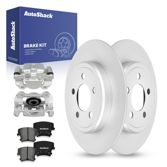 AutoShack Rear Brake Rotors Premium Ceramic Brake Pads Calipers | Replacement for 2006-2008 Dodge Magnum 2013 Charger 3.5L 3.6L V6 RWD | Coated | 8-PC Brake Kit | ArmorStop