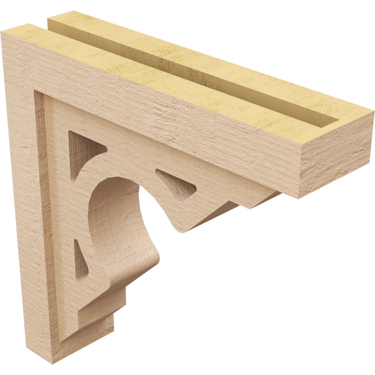 4"W x 16"D x 16"H Thin Sheridan Rough Cedar Woodgrain TimberThane Corbel, Primed Tan
