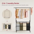 thumbnail image 2 of Laundry Sorter Cart with Hanging Clothes Rack, 4 Butler Sorter Basket Organizer, Laundry Hamper Cart with Heavy Duty Rolling Lockable Wheels, 4 Colors, 2 of 14
