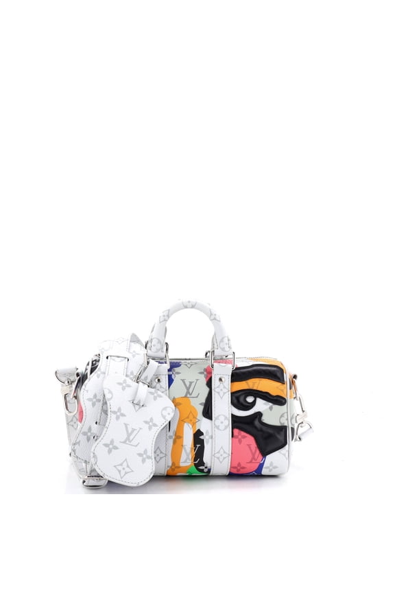 Pre-Owned Keepall Bandouliere Bag Limited Edition Portrait Monogram Canvas 25 By Rebag