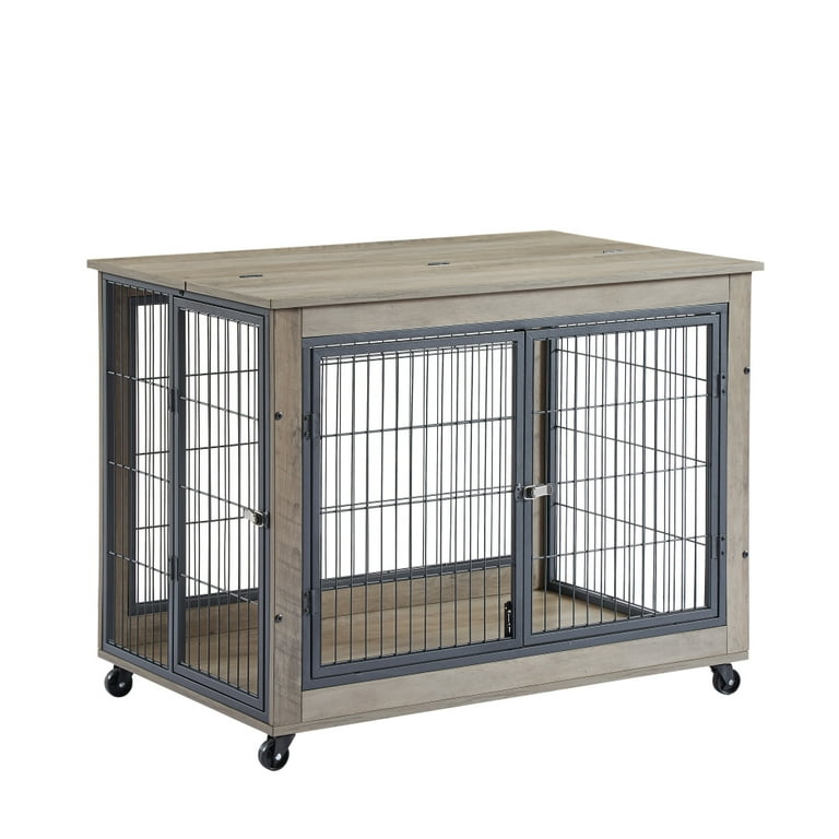 Gzxs Furniture Style Dog Crate with Flip Top and Lockable Wheels