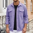 thumbnail image 5 of DPTALR Men's Casual Solid Color Turndown Collar Long Sleeve Shirt with Pockets,Purple,Big and Tall Men XL, 5 of 8