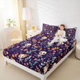 thumbnail image 2 of Manfei Cartoon Skull Fitted Sheet Full,Flying Bat Print Halloween Bed Set,3 Pieces,1 Fitted Sheet and 2 Pillowcases, 2 of 6