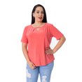 thumbnail image 1 of Blusa Bocarosa lisa de manga corta y detalle de abertura en escote. BOCAROSA Ma002/blusa/argolla en escote, 1 of 3