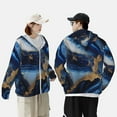 thumbnail image 4 of Balery Navy Blue Marble Men's Women's UPF 50+ Sun Protection Lightweight Hoodie Performance Long Sleeve Shirt for Fishing Running-Medium, 4 of 7