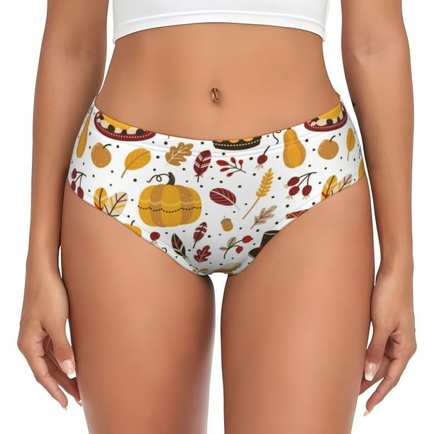 Fotbe Thanksgiving Calzones Estampados para Mujer – Ropa Interior de Algodón, Cómoda, Suave y Elástica-Medium