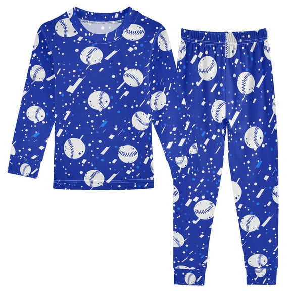 joogoo Baseball Art Pattern 2 Piece Long Sleeve Tee and Pants Cotton Pajama Set 5Y
