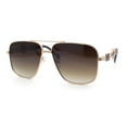 thumbnail image 4 of Mens Mogul Mobster Rectangle Metal Rim Double Bridge Luxury Sunglasses Gold - Brown, 4 of 8