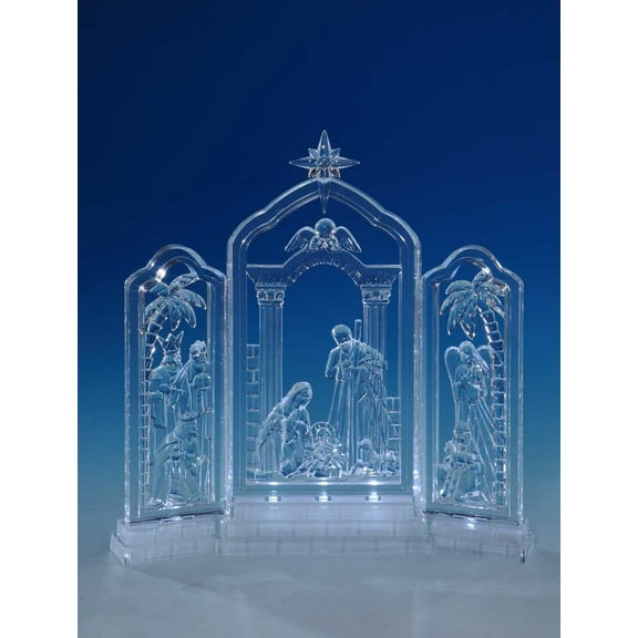 CC Christmas Decor Set of 2 Clear Nativity Frieze LED Tabletop Decors 10"