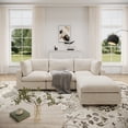 thumbnail image 4 of bokifol 100.5"L Shaped Modern Sofa Modular Sectional Cloud Couch with Ottoman,4-Seat Chenille Deep Seat Sofa with Pillow for Living Room,Bedroom and Apartment,Beige, 4 of 18